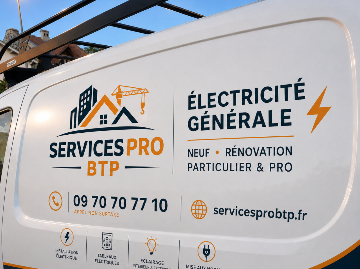 Camion d'intervention ServicesPro BTP — électricité générale